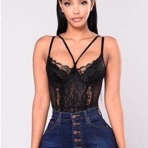 Fashion Nova Black Lace Bodysuit